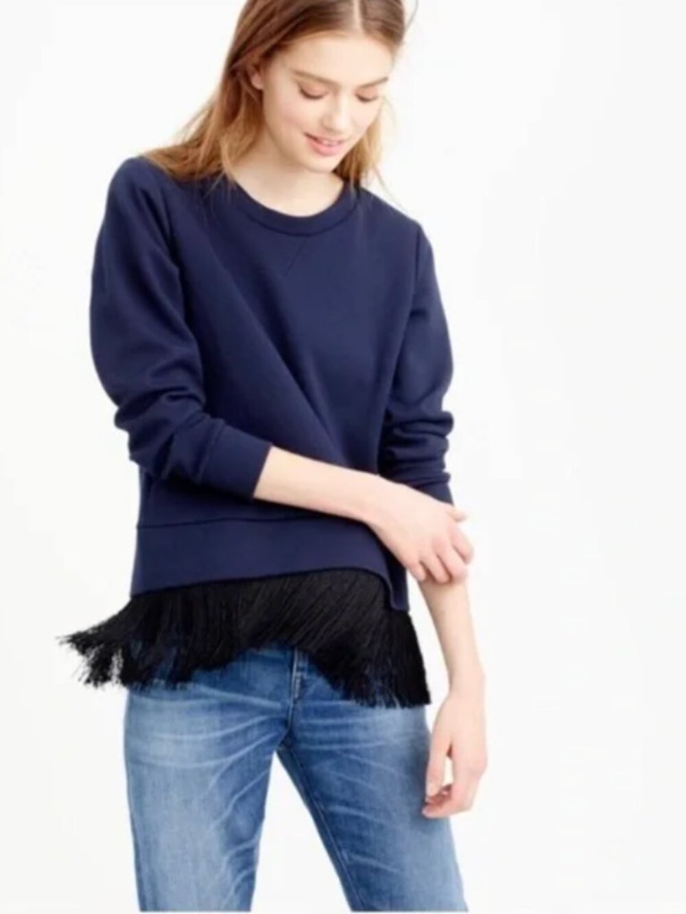 J Crew Fringe Hem Sweater